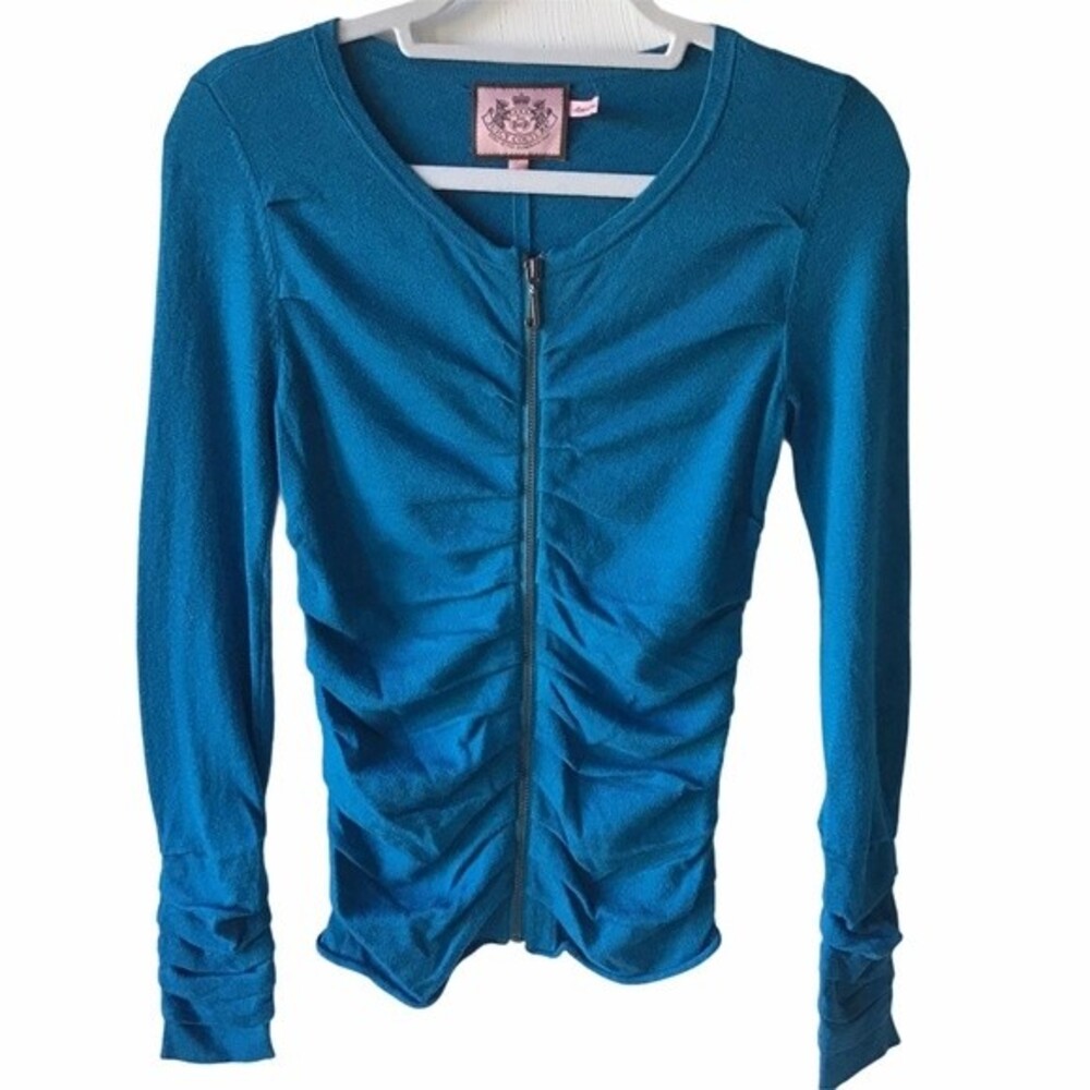 Juicy Couture Cardigan Zip-Up Teal Size Petite